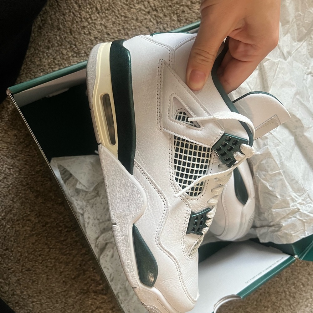 Jordan White and Dark Green Men's Sneakers